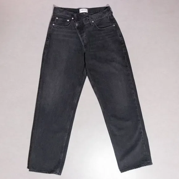 AGOLDE Criss Cross Jeans Black Denim High Rise Straight Button-Fly Women's 28 - Picture 1 of 6
